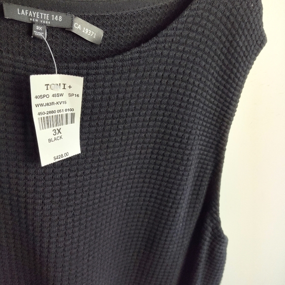 NWT Lafayette 148 Sleeveless Sweater Black Pullover textured vest new plus 3X - Picture 9 of 13